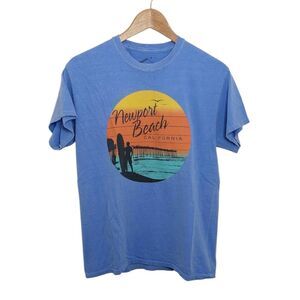 Newport Beach Adult Size Medium Shirt Graphic Tee Prairie Mountain Blue